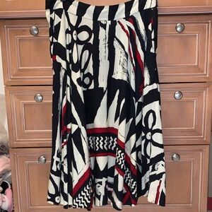 VINTAGE 80s RESORT WEAR - Abstract Black and Red Women's Skirt